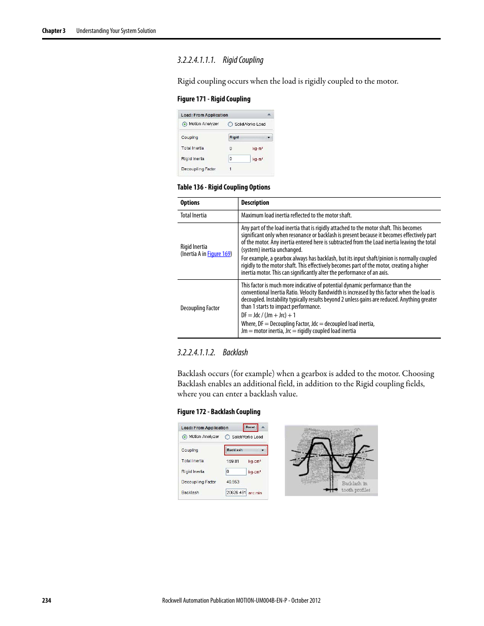 Rigid coupling, Backlash | Rockwell Automation Motion Analyzer Software User Manual | Page 234 / 280