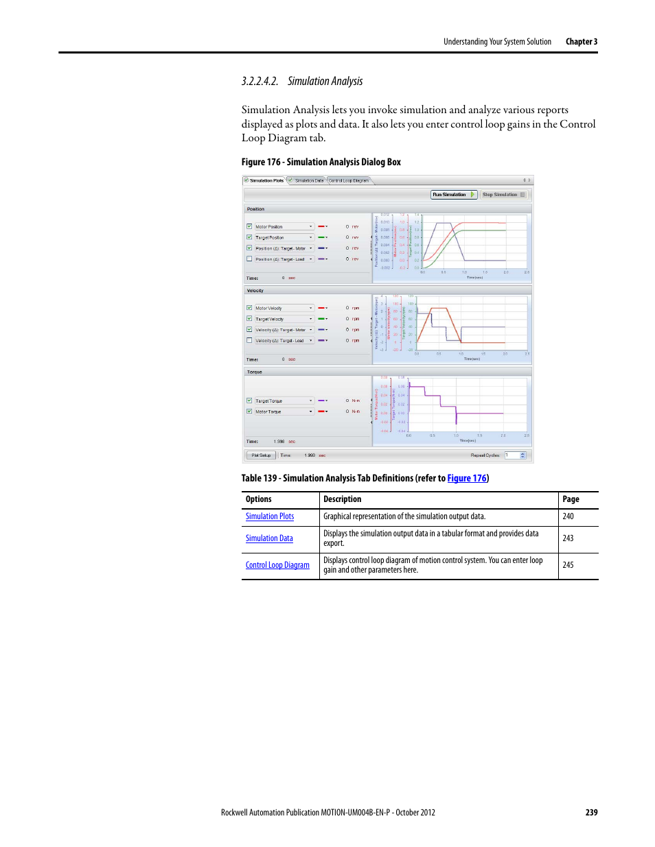 Simulation analysis | Rockwell Automation Motion Analyzer Software User Manual | Page 239 / 280