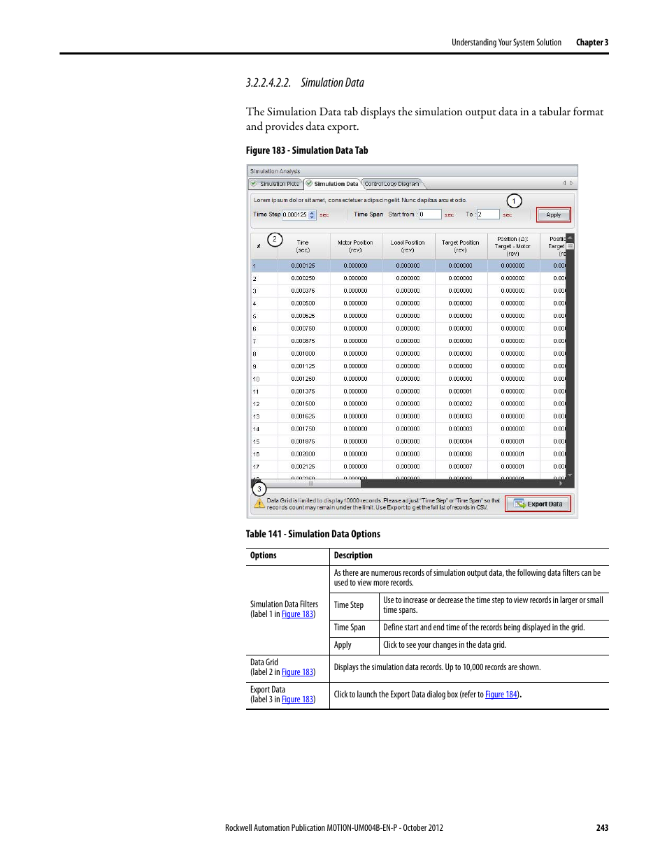 Simulation data | Rockwell Automation Motion Analyzer Software User Manual | Page 243 / 280