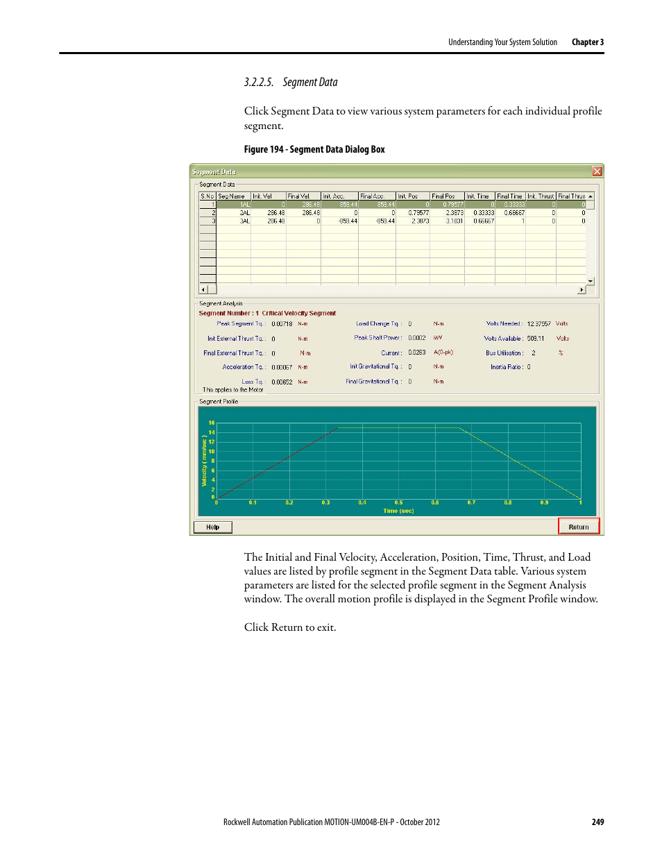 Segment data | Rockwell Automation Motion Analyzer Software User Manual | Page 249 / 280