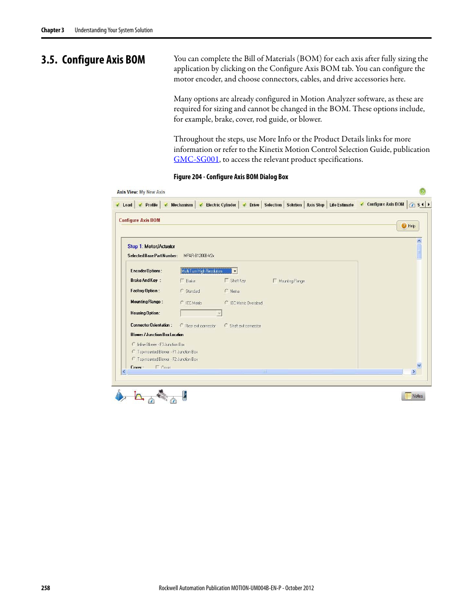 Configure axis bom | Rockwell Automation Motion Analyzer Software User Manual | Page 258 / 280