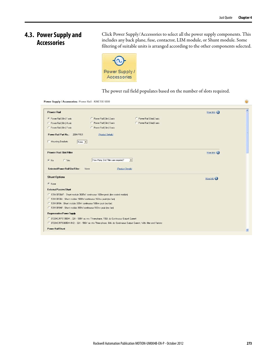 Power supply and accessories | Rockwell Automation Motion Analyzer Software User Manual | Page 273 / 280