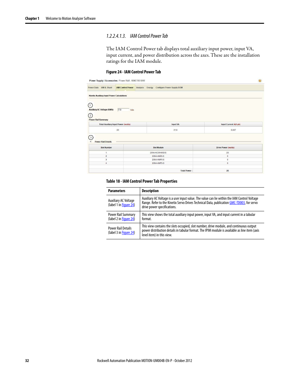 Iam control power tab | Rockwell Automation Motion Analyzer Software User Manual | Page 32 / 280