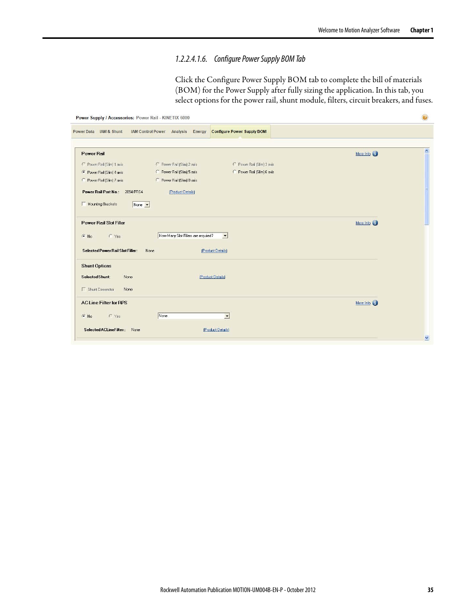 Configure power supply bom tab | Rockwell Automation Motion Analyzer Software User Manual | Page 35 / 280