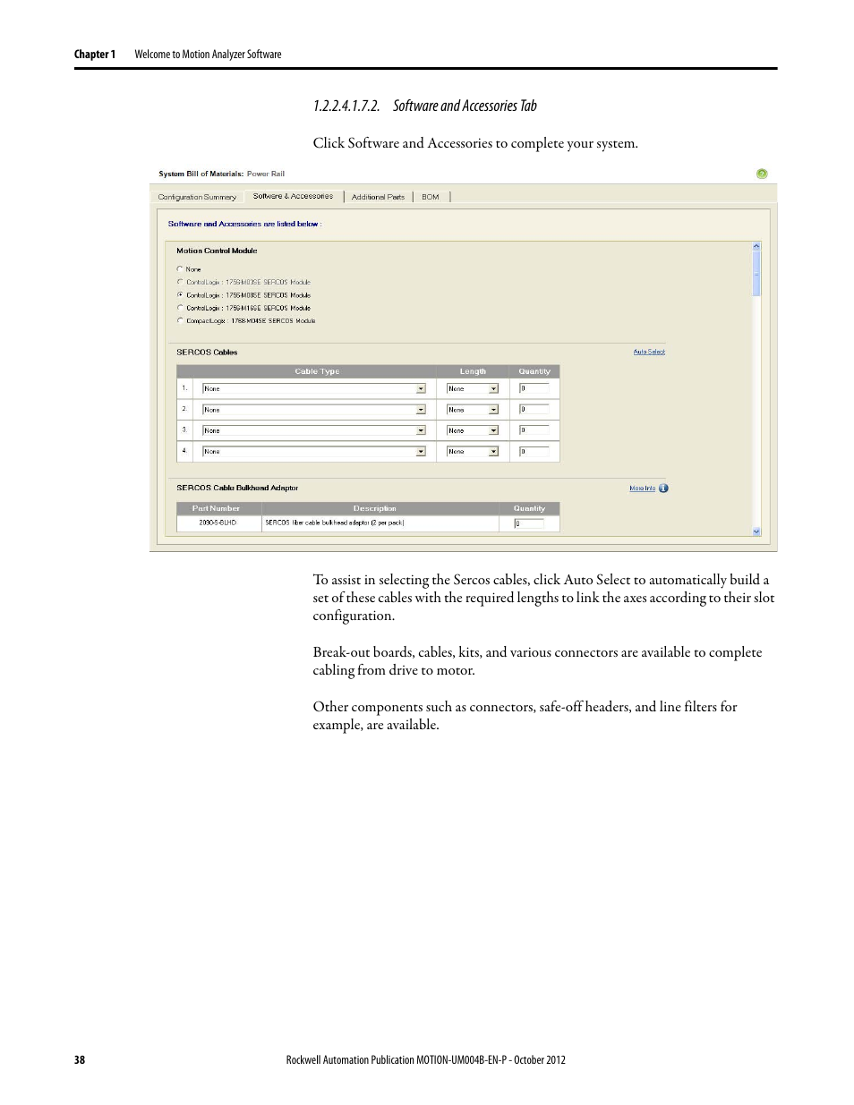 Software and accessories tab | Rockwell Automation Motion Analyzer Software User Manual | Page 38 / 280