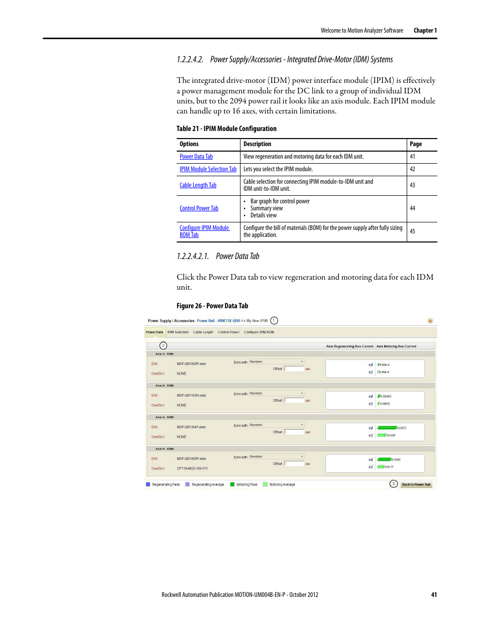 Power data tab | Rockwell Automation Motion Analyzer Software User Manual | Page 41 / 280