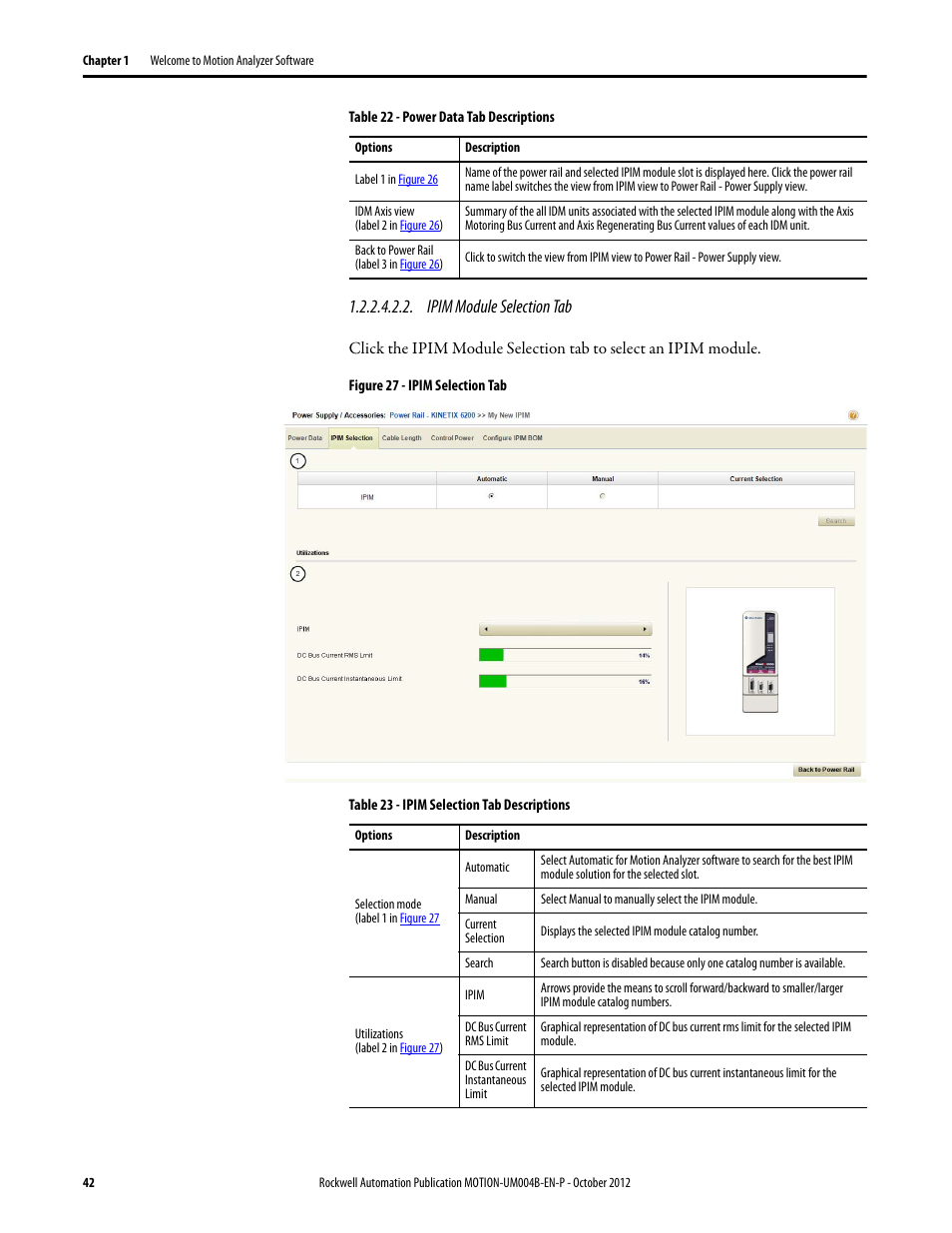 Ipim module selection tab | Rockwell Automation Motion Analyzer Software User Manual | Page 42 / 280