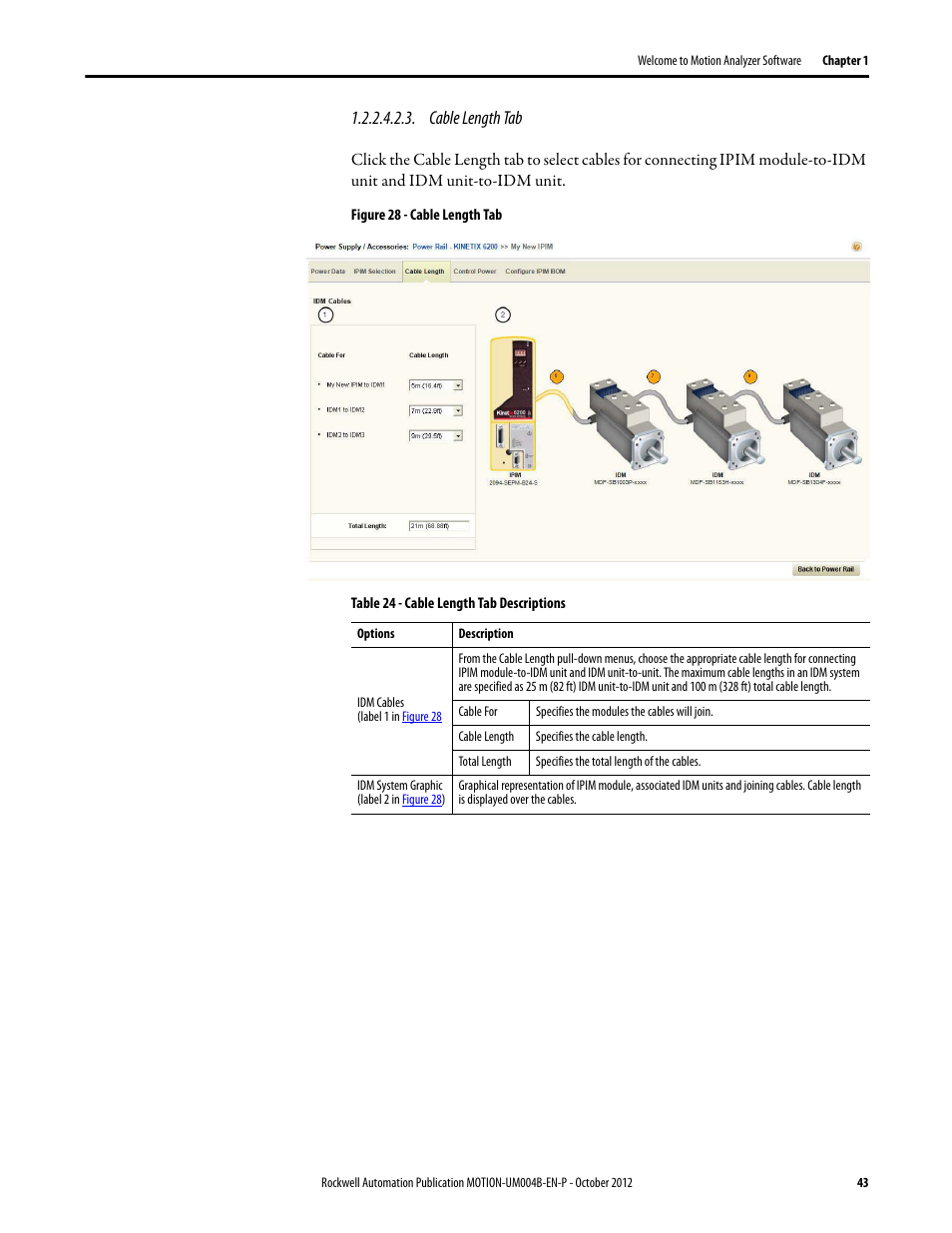 Cable length tab | Rockwell Automation Motion Analyzer Software User Manual | Page 43 / 280