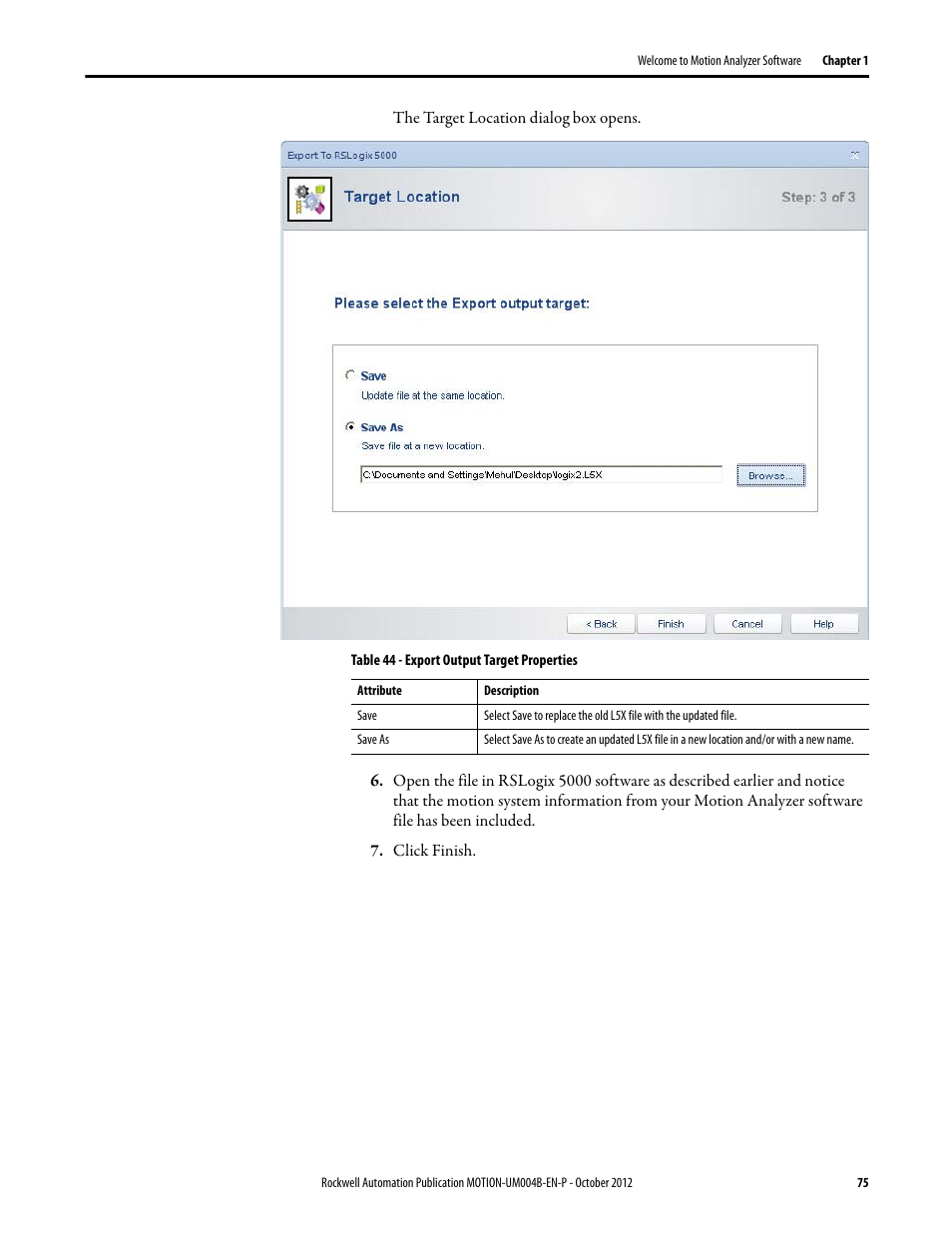 Rockwell Automation Motion Analyzer Software User Manual | Page 75 / 280