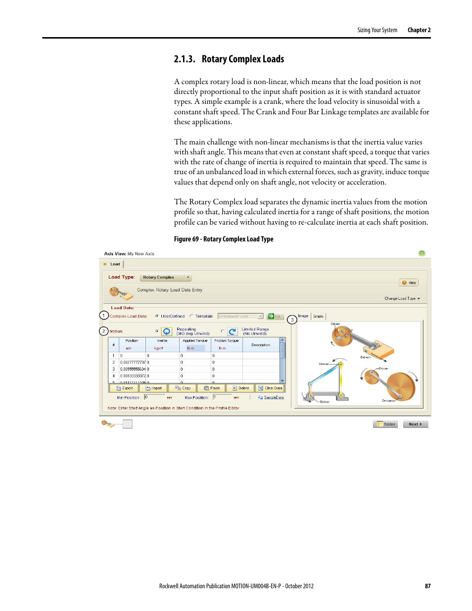 Rotary complex loads | Rockwell Automation Motion Analyzer Software User Manual | Page 87 / 280