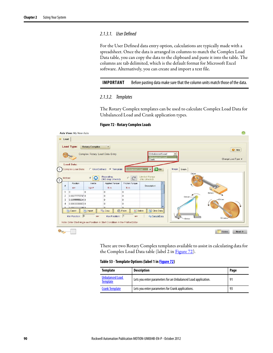 User defined, Templates | Rockwell Automation Motion Analyzer Software User Manual | Page 90 / 280