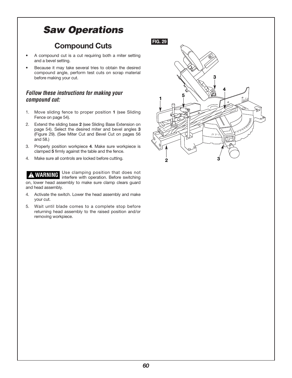 Saw operations, Compound cuts | Bosch 3924B-24 User Manual | Page 60 / 88