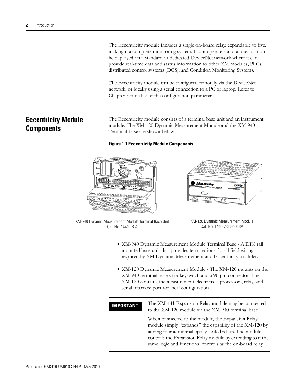 Eccentricity module components | Rockwell Automation 1440-VST02-01RA XM-120 Eccentricity Module User Manual | Page 10 / 131