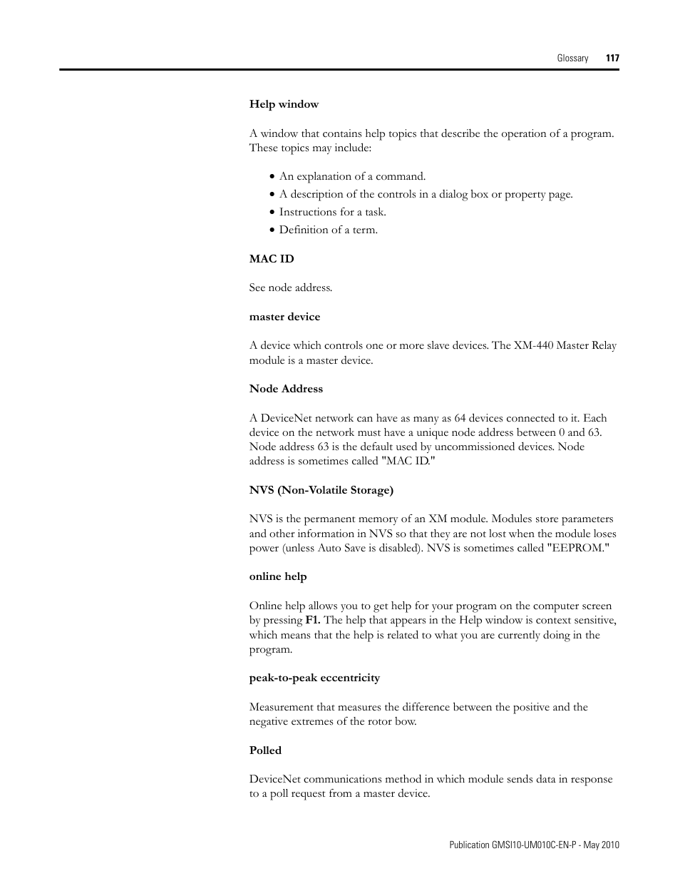 Rockwell Automation 1440-VST02-01RA XM-120 Eccentricity Module User Manual | Page 125 / 131