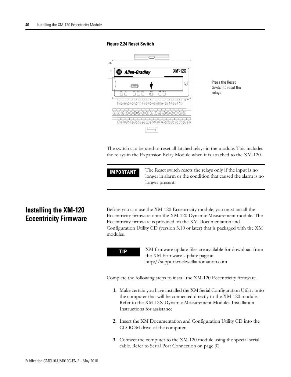 Installing the xm-120 eccentricity firmware | Rockwell Automation 1440-VST02-01RA XM-120 Eccentricity Module User Manual | Page 48 / 131