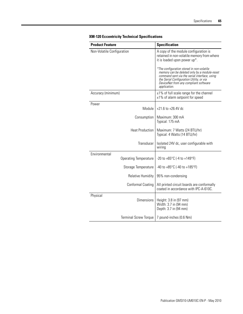 Rockwell Automation 1440-VST02-01RA XM-120 Eccentricity Module User Manual | Page 73 / 131