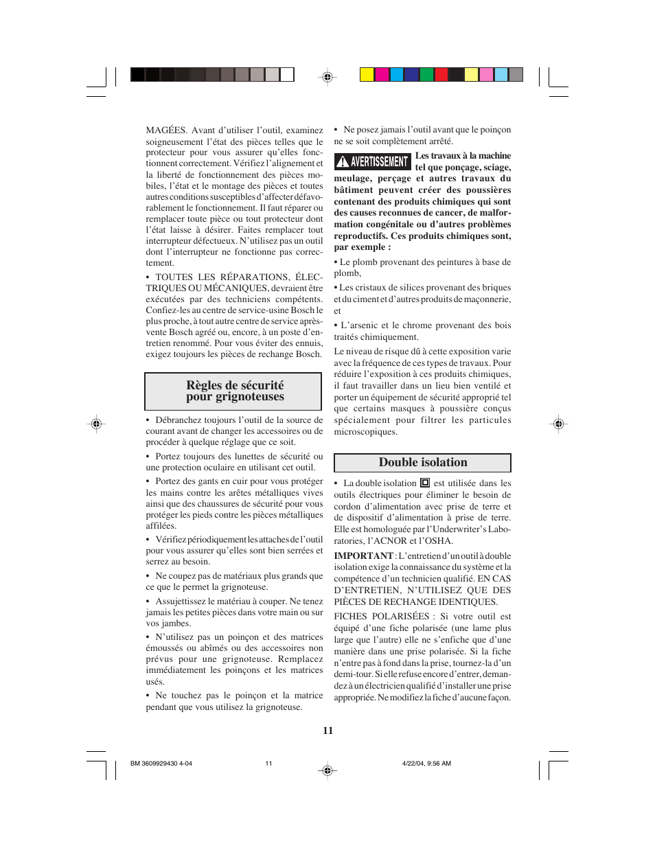 Double isolation | Bosch 1529B User Manual | Page 11 / 24