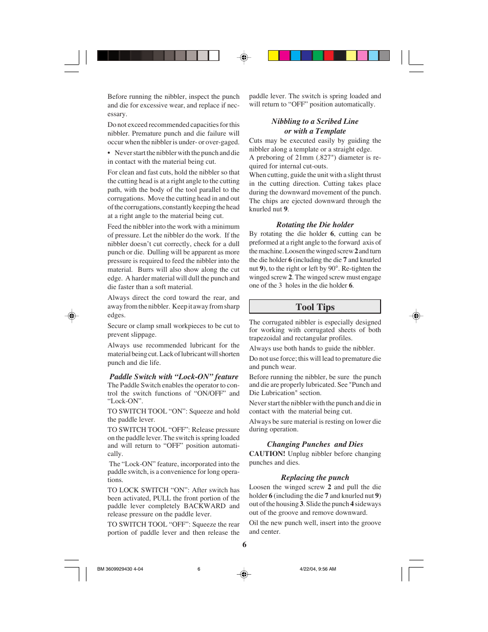 Tool tips | Bosch 1529B User Manual | Page 6 / 24