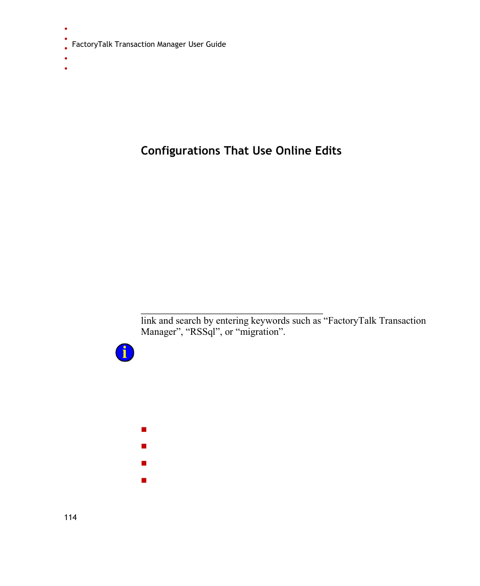 Configurations that use online edits | Rockwell Automation FactoryTalk Transaction Manager User Guide User Manual | Page 114 / 186