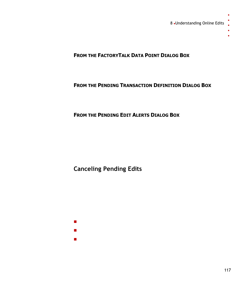 Canceling pending edits | Rockwell Automation FactoryTalk Transaction Manager User Guide User Manual | Page 117 / 186