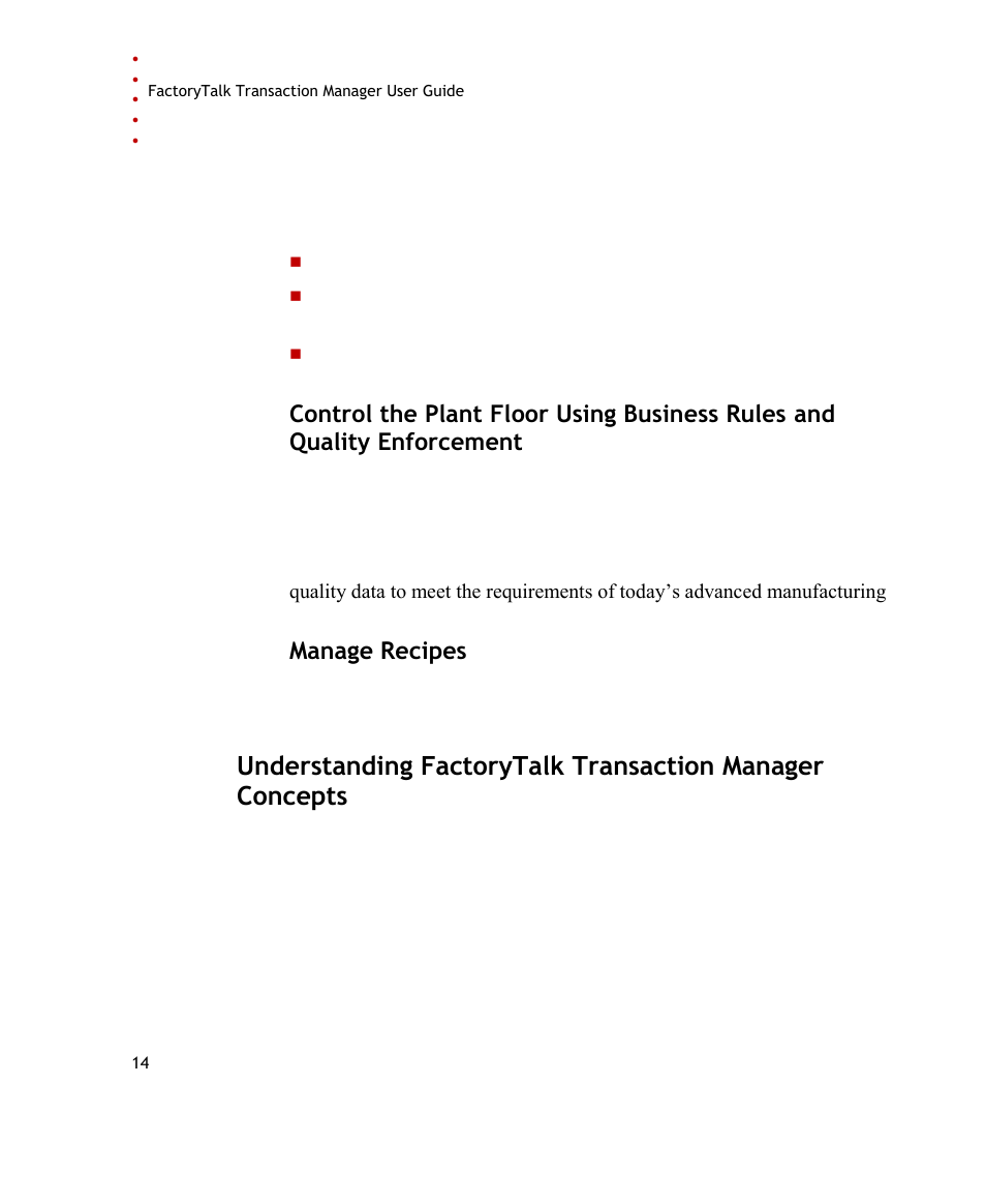 Manage recipes | Rockwell Automation FactoryTalk Transaction Manager User Guide User Manual | Page 14 / 186