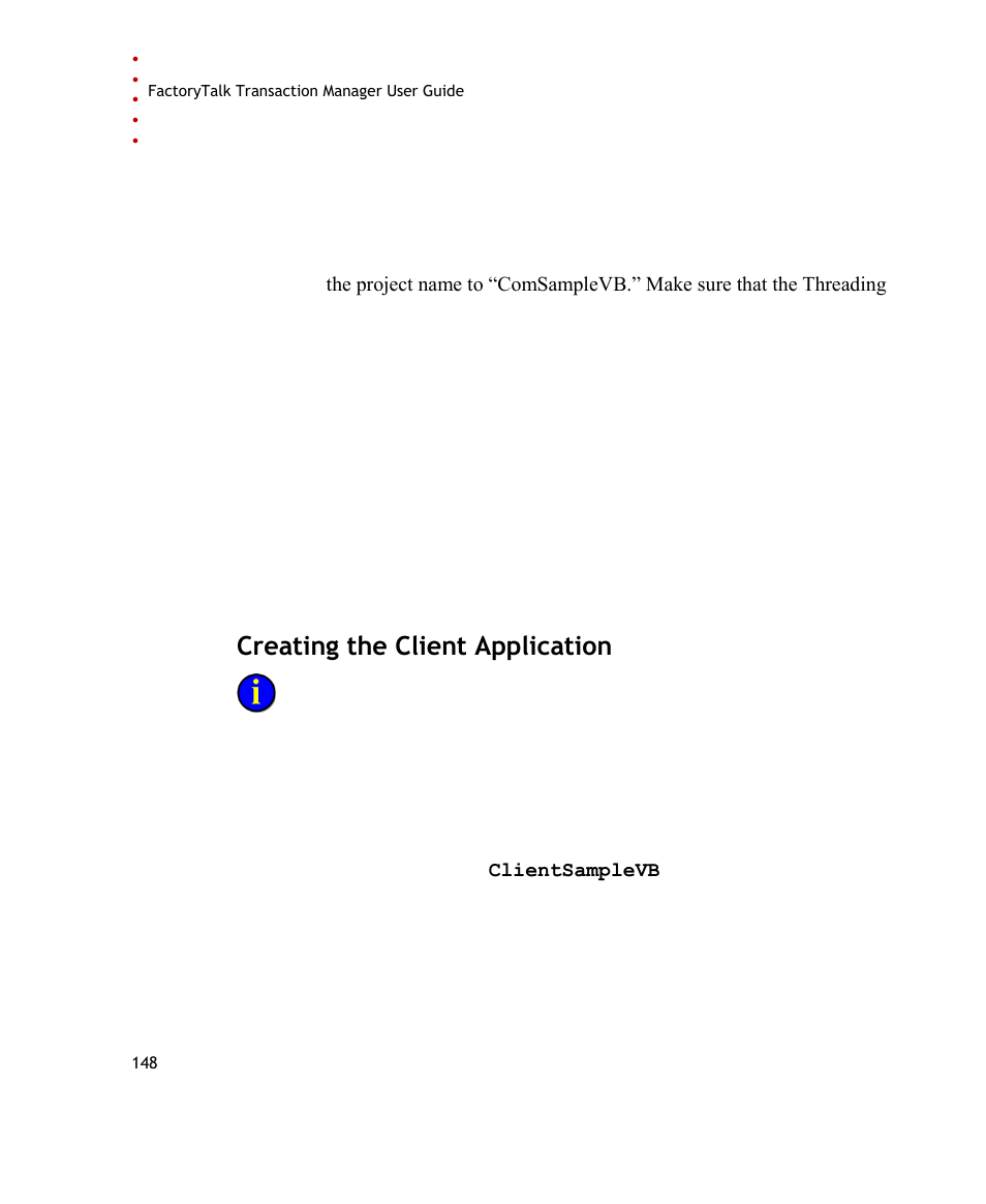Creating the client application | Rockwell Automation FactoryTalk Transaction Manager User Guide User Manual | Page 148 / 186