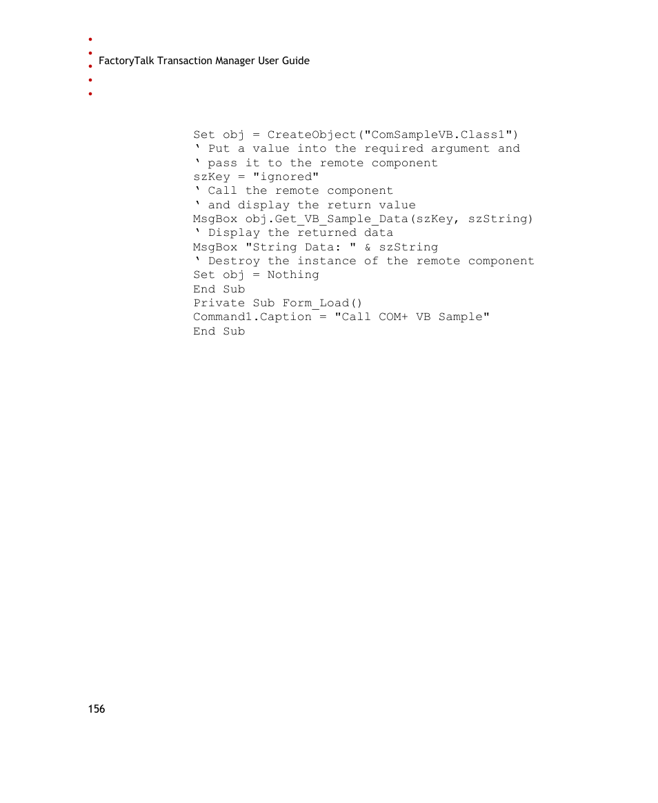 Rockwell Automation FactoryTalk Transaction Manager User Guide User Manual | Page 156 / 186