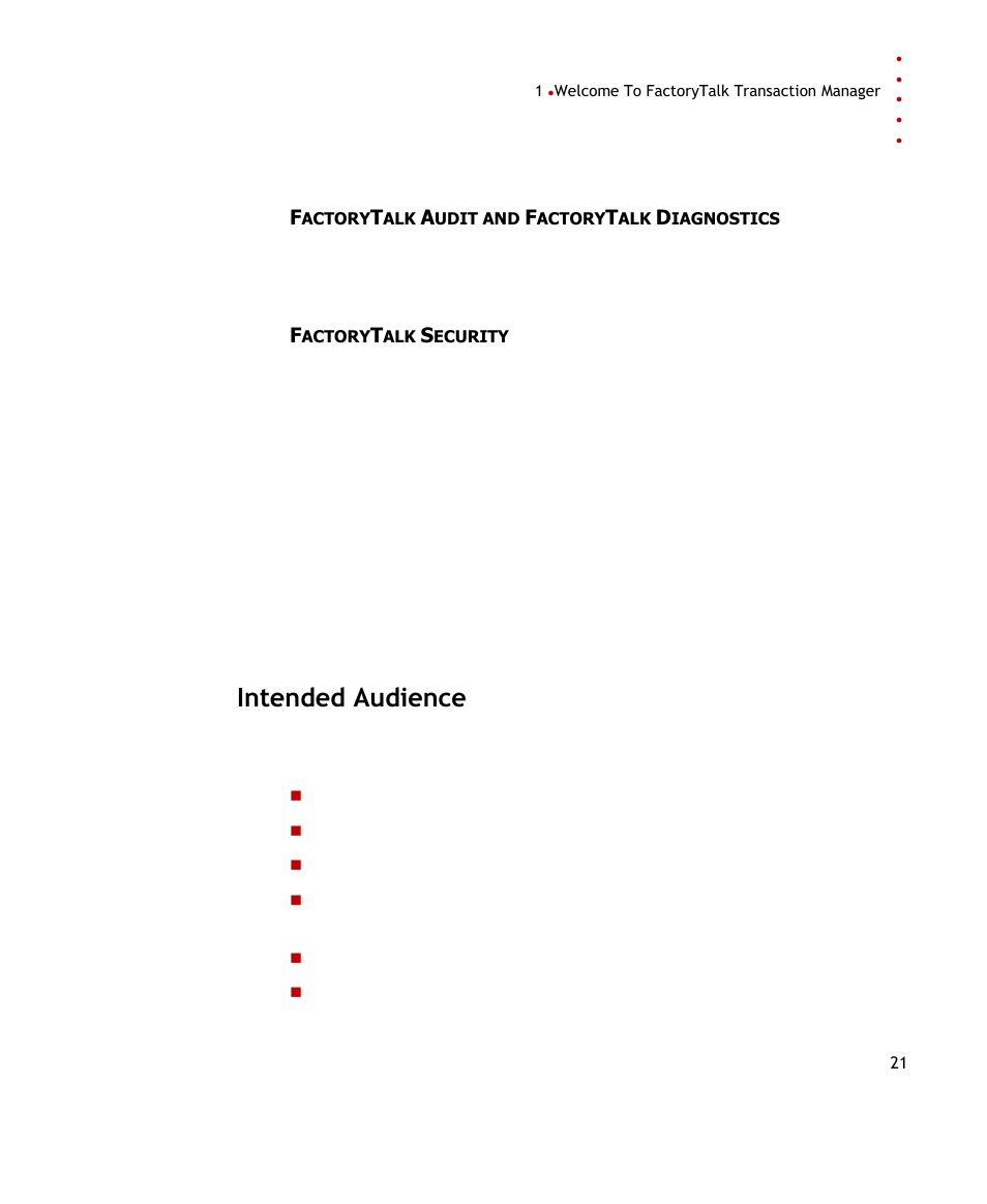 Intended audience | Rockwell Automation FactoryTalk Transaction Manager User Guide User Manual | Page 21 / 186