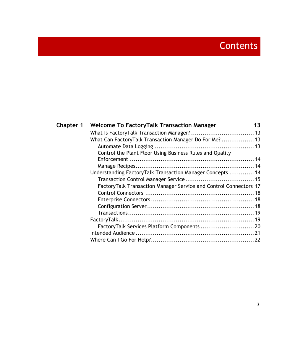 Rockwell Automation FactoryTalk Transaction Manager User Guide User Manual | Page 3 / 186