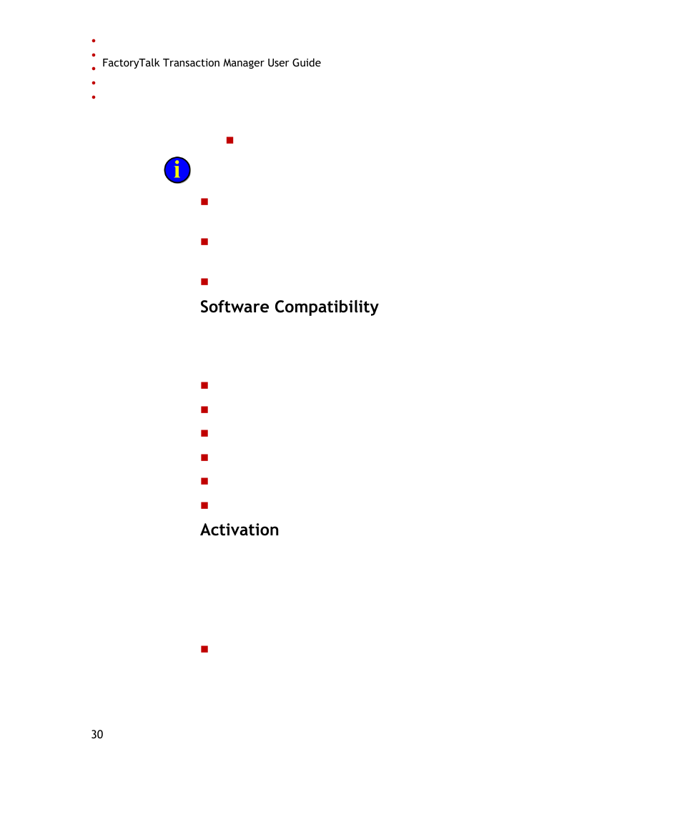 Software compatibility, Activation | Rockwell Automation FactoryTalk Transaction Manager User Guide User Manual | Page 30 / 186