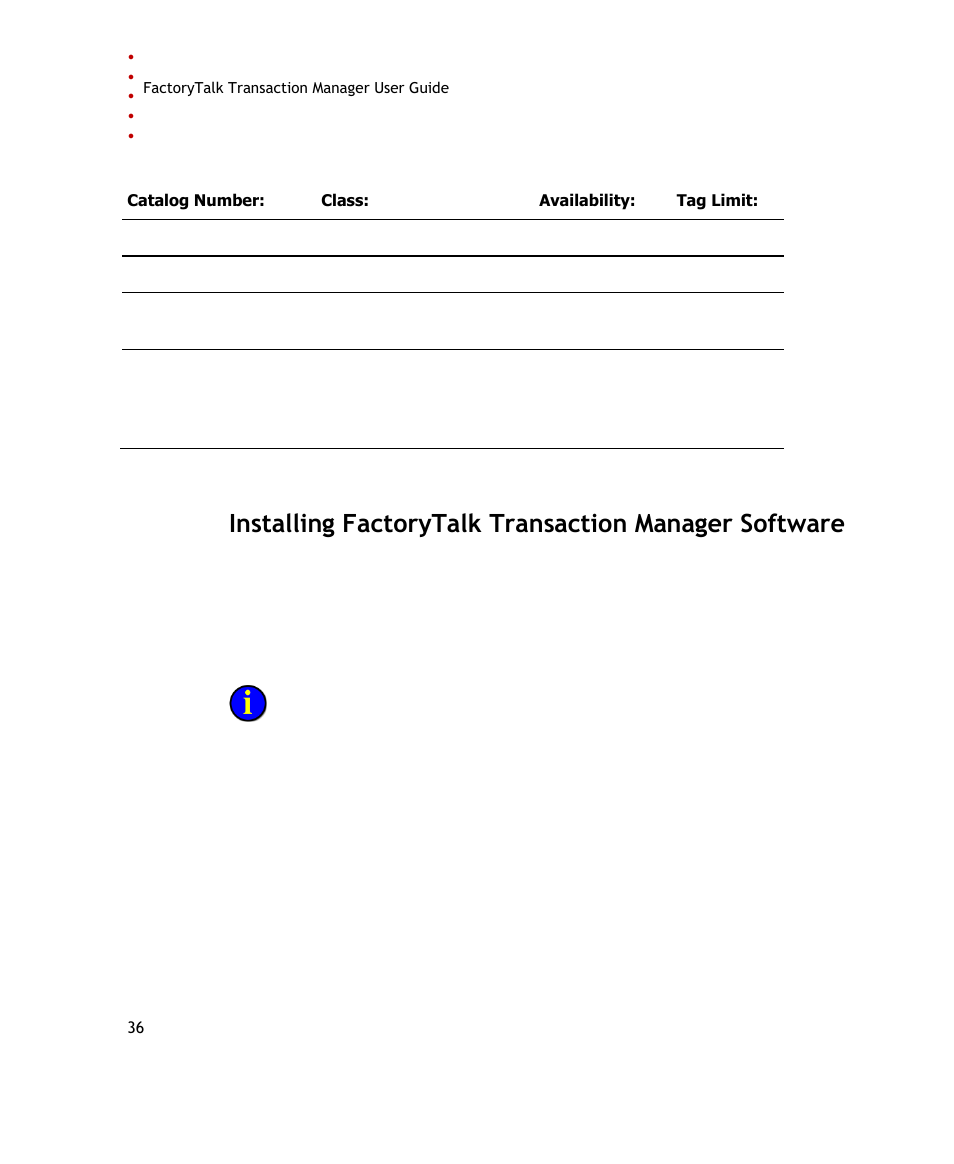 Rockwell Automation FactoryTalk Transaction Manager User Guide User Manual | Page 36 / 186