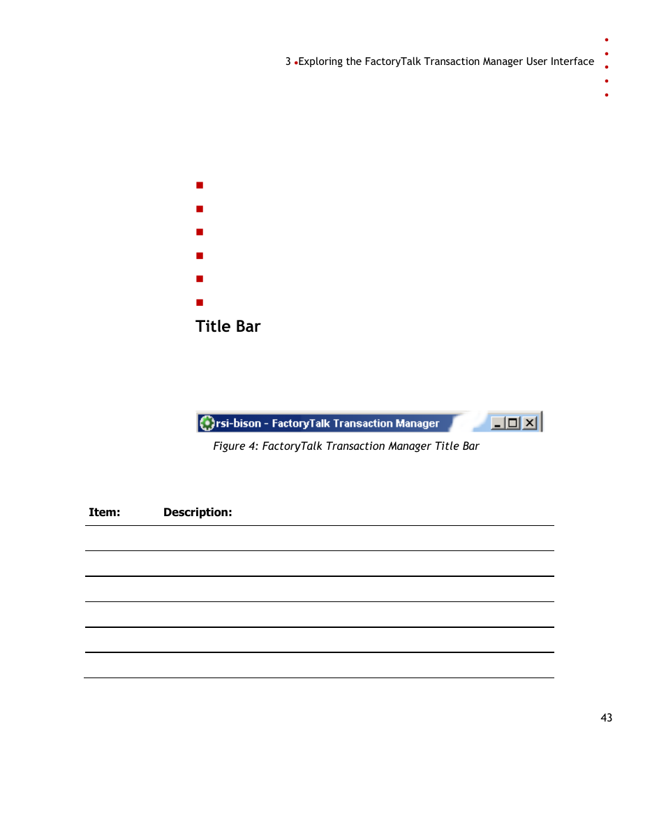 Title bar | Rockwell Automation FactoryTalk Transaction Manager User Guide User Manual | Page 43 / 186