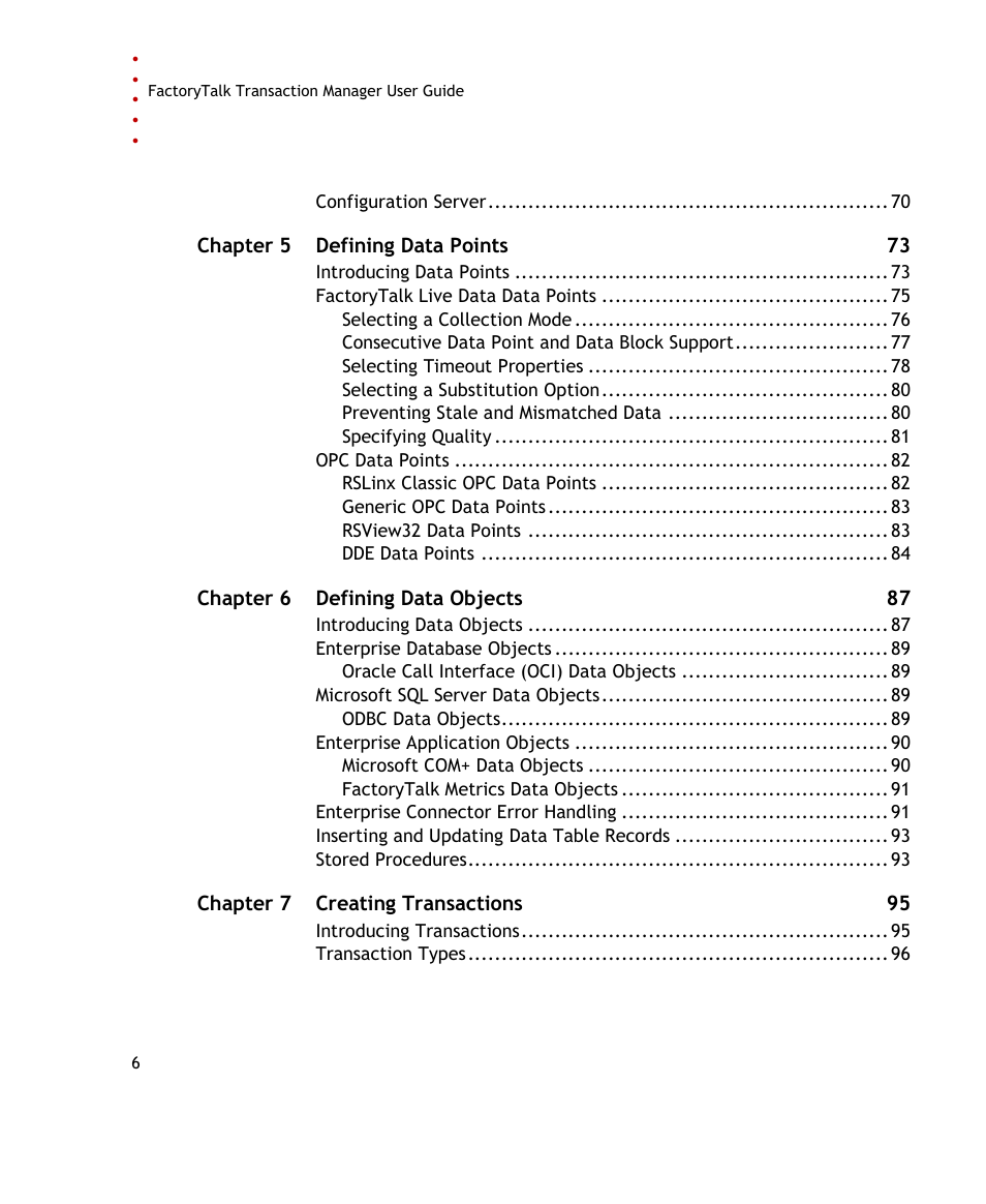 Rockwell Automation FactoryTalk Transaction Manager User Guide User Manual | Page 6 / 186