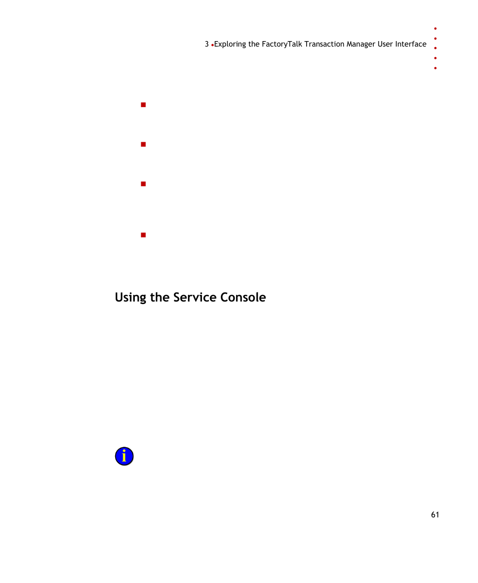 Using the service console | Rockwell Automation FactoryTalk Transaction Manager User Guide User Manual | Page 61 / 186