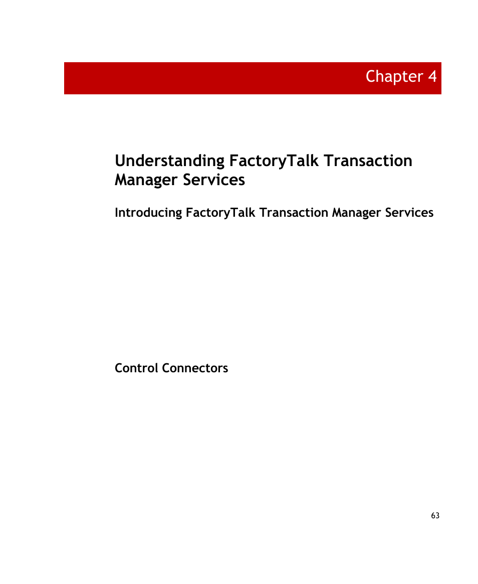 Control connectors, Chapter 4 | Rockwell Automation FactoryTalk Transaction Manager User Guide User Manual | Page 63 / 186