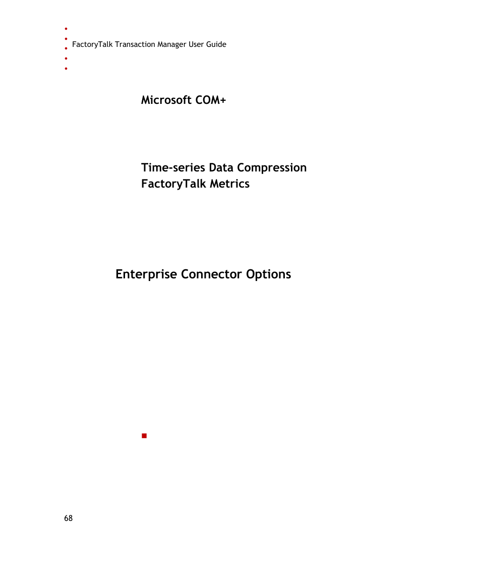 Microsoft com, Time-series data compression, Factorytalk metrics | Enterprise connector options, Time-series data compression factorytalk metrics | Rockwell Automation FactoryTalk Transaction Manager User Guide User Manual | Page 68 / 186