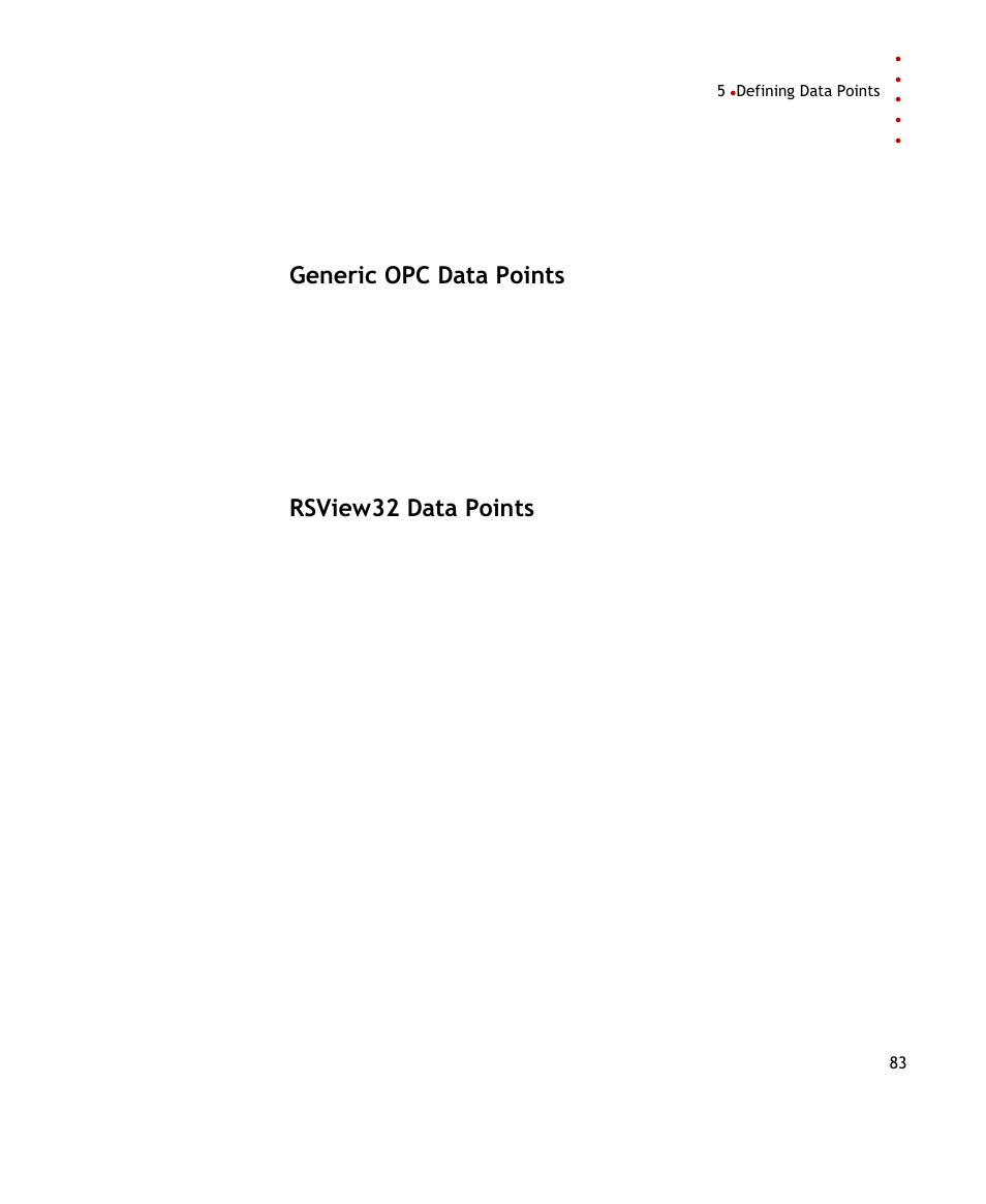 Generic opc data points, Rsview32 data points | Rockwell Automation FactoryTalk Transaction Manager User Guide User Manual | Page 83 / 186