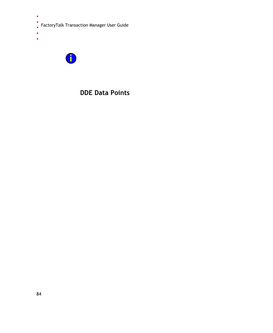 Dde data points | Rockwell Automation FactoryTalk Transaction Manager User Guide User Manual | Page 84 / 186