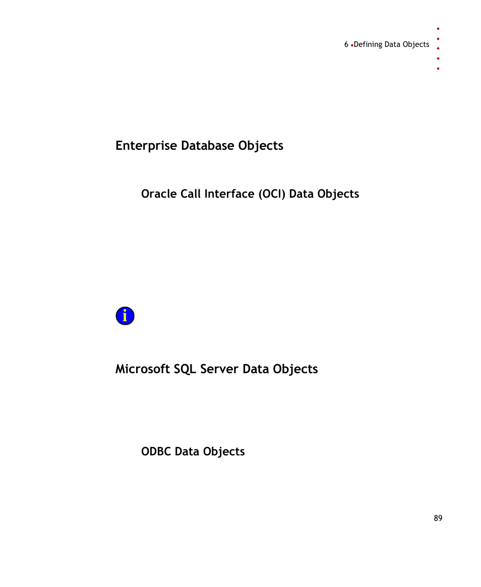 Enterprise database objects, Oracle call interface (oci) data objects, Microsoft sql server data objects | Odbc data objects | Rockwell Automation FactoryTalk Transaction Manager User Guide User Manual | Page 89 / 186