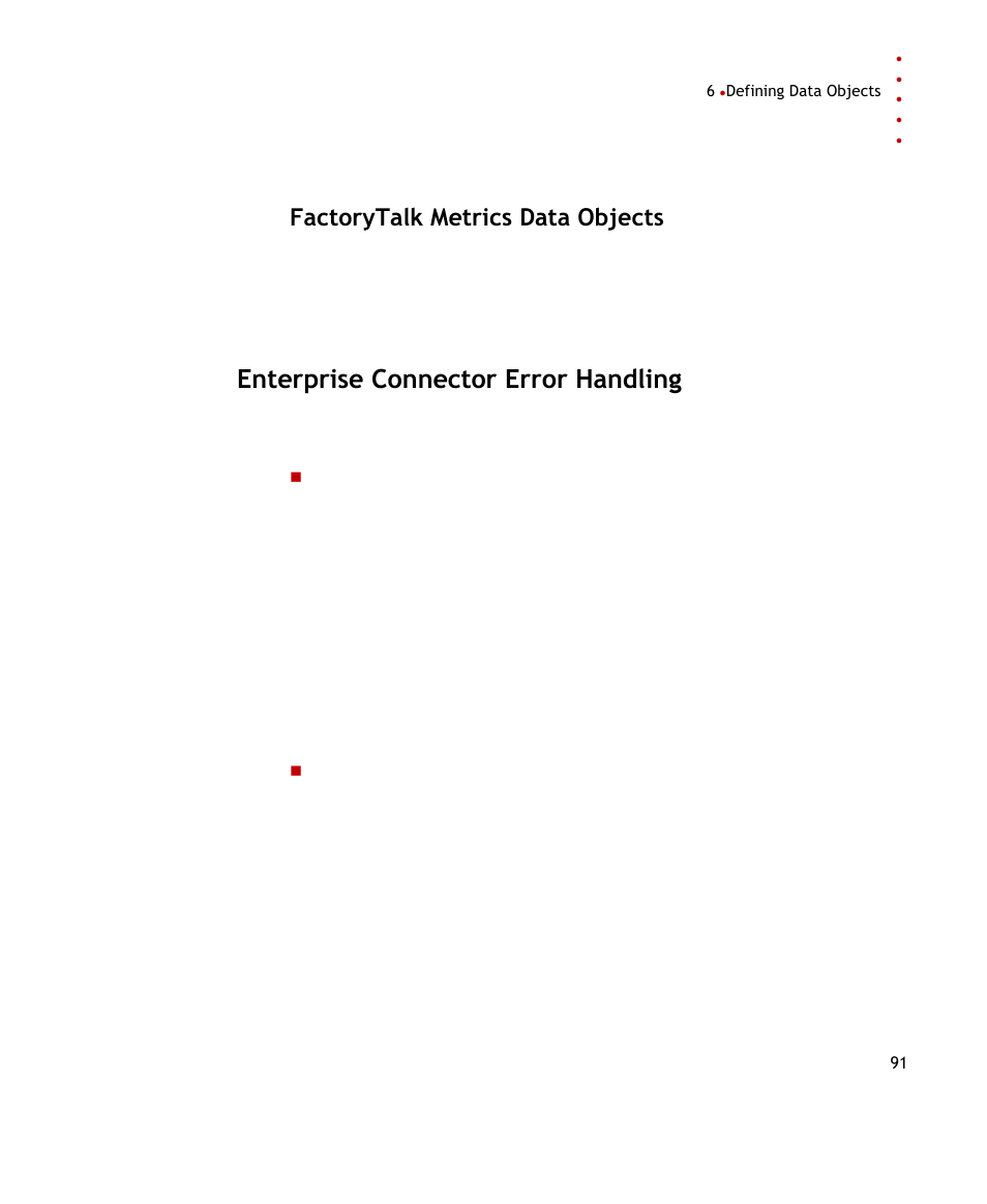 Factorytalk metrics data objects, Enterprise connector error handling | Rockwell Automation FactoryTalk Transaction Manager User Guide User Manual | Page 91 / 186