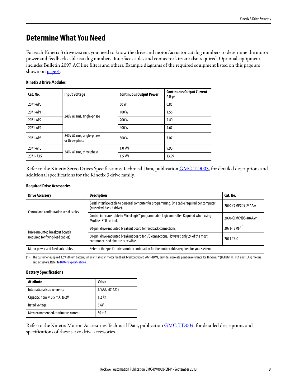 Determine what you need | Rockwell Automation 2071-APx Kinetix 3 Drive Systems Design Guide User Manual | Page 3 / 42