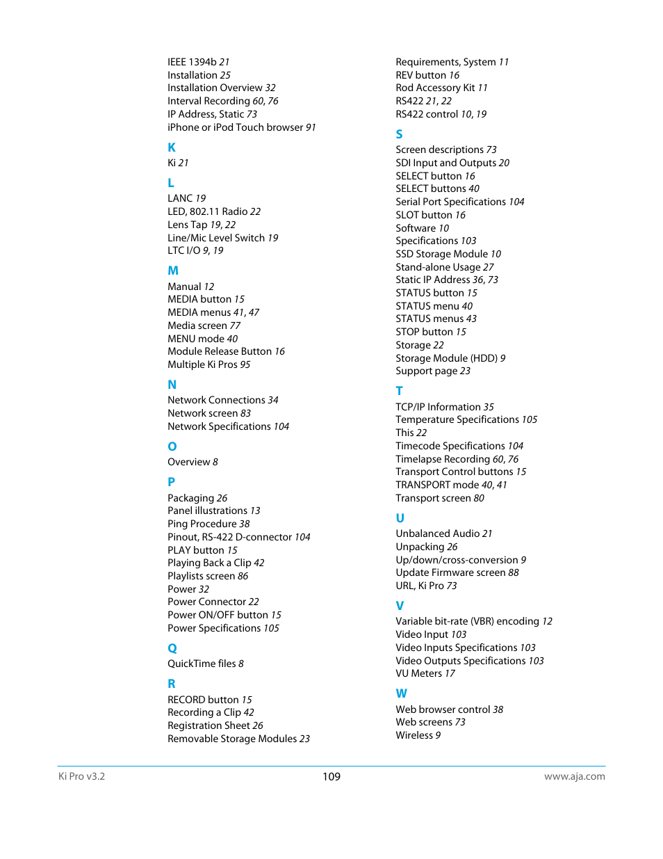 AJA Ki Pro User Manual | Page 109 / 110