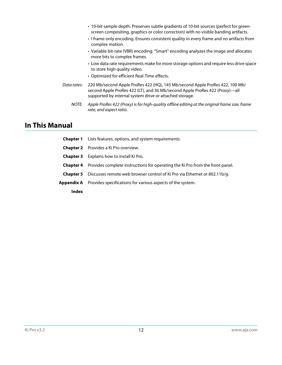 In this manual | AJA Ki Pro User Manual | Page 12 / 110