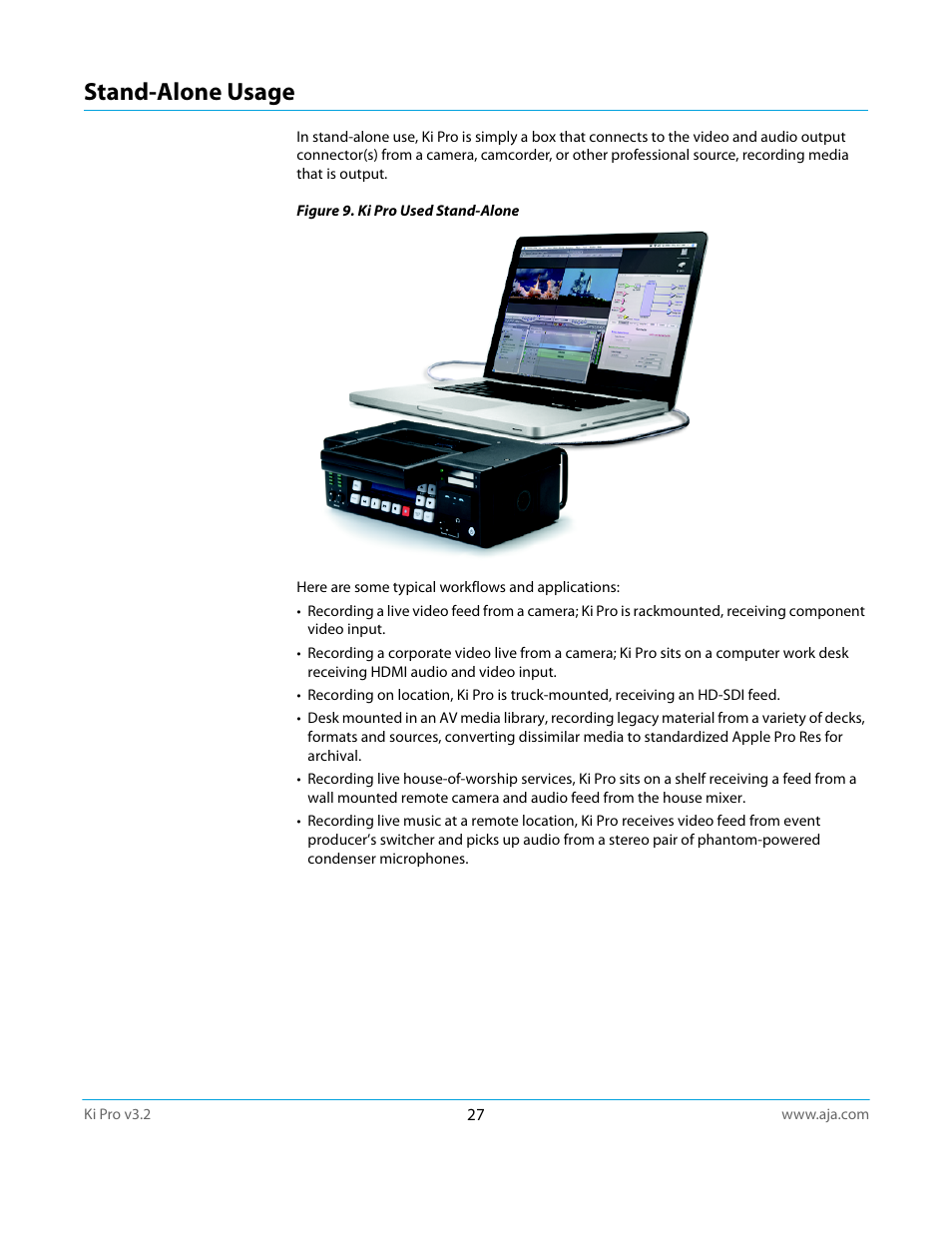 Stand-alone usage | AJA Ki Pro User Manual | Page 27 / 110