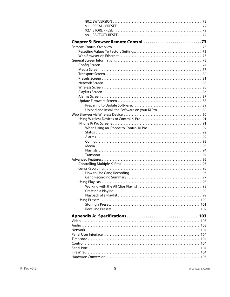 AJA Ki Pro User Manual | Page 5 / 110