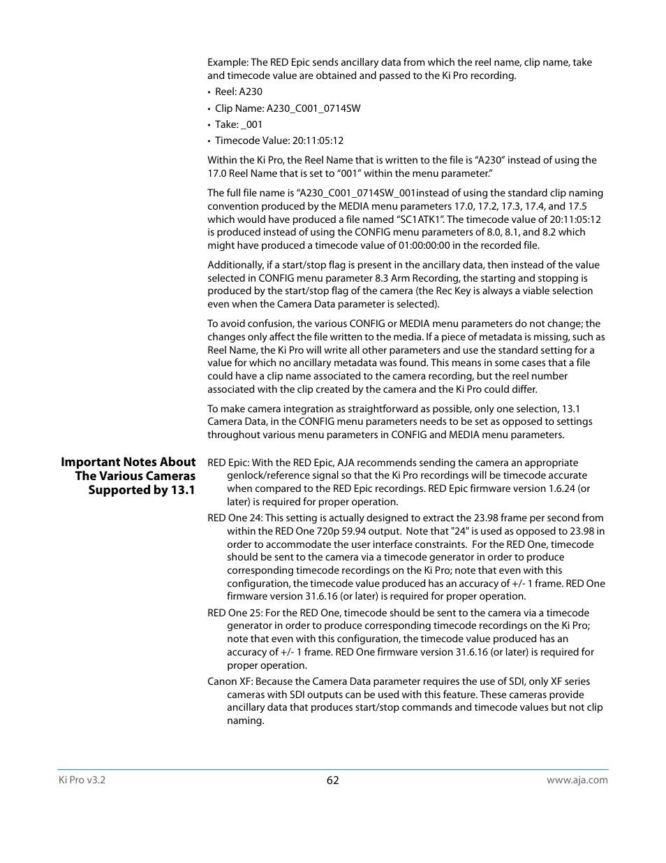 AJA Ki Pro User Manual | Page 62 / 110