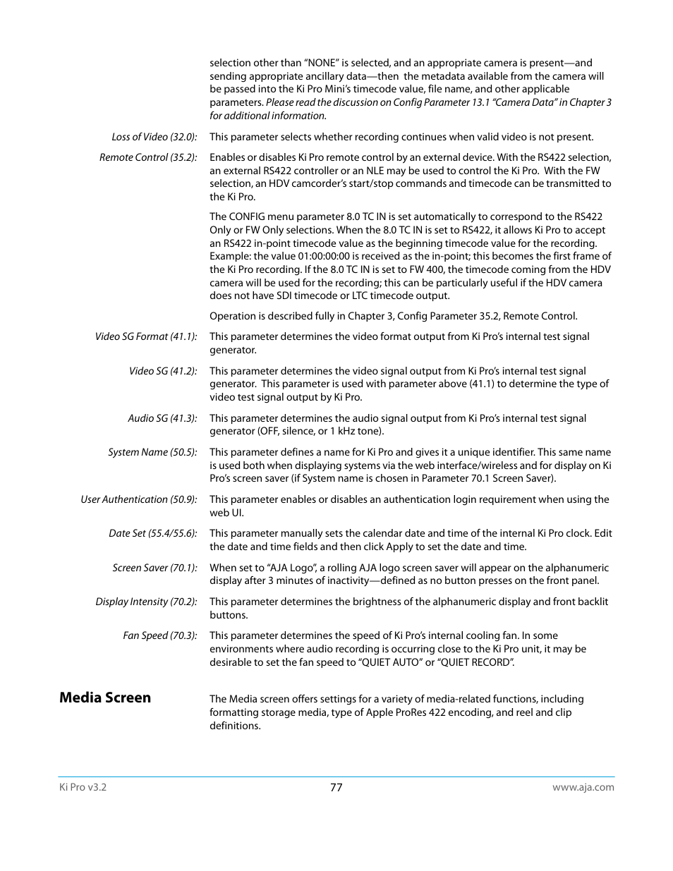 Media screen | AJA Ki Pro User Manual | Page 77 / 110