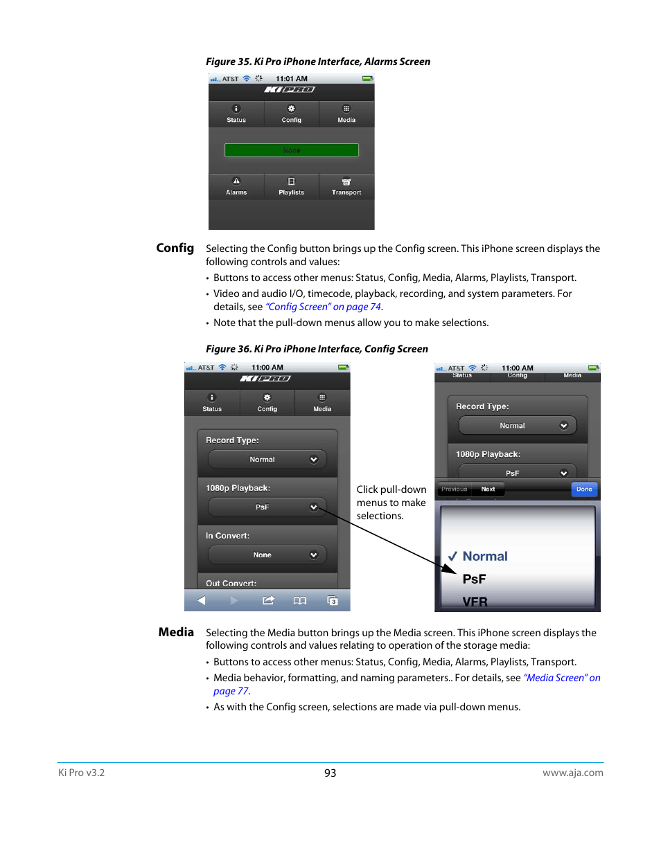 Config, Media, Config media | AJA Ki Pro User Manual | Page 93 / 110