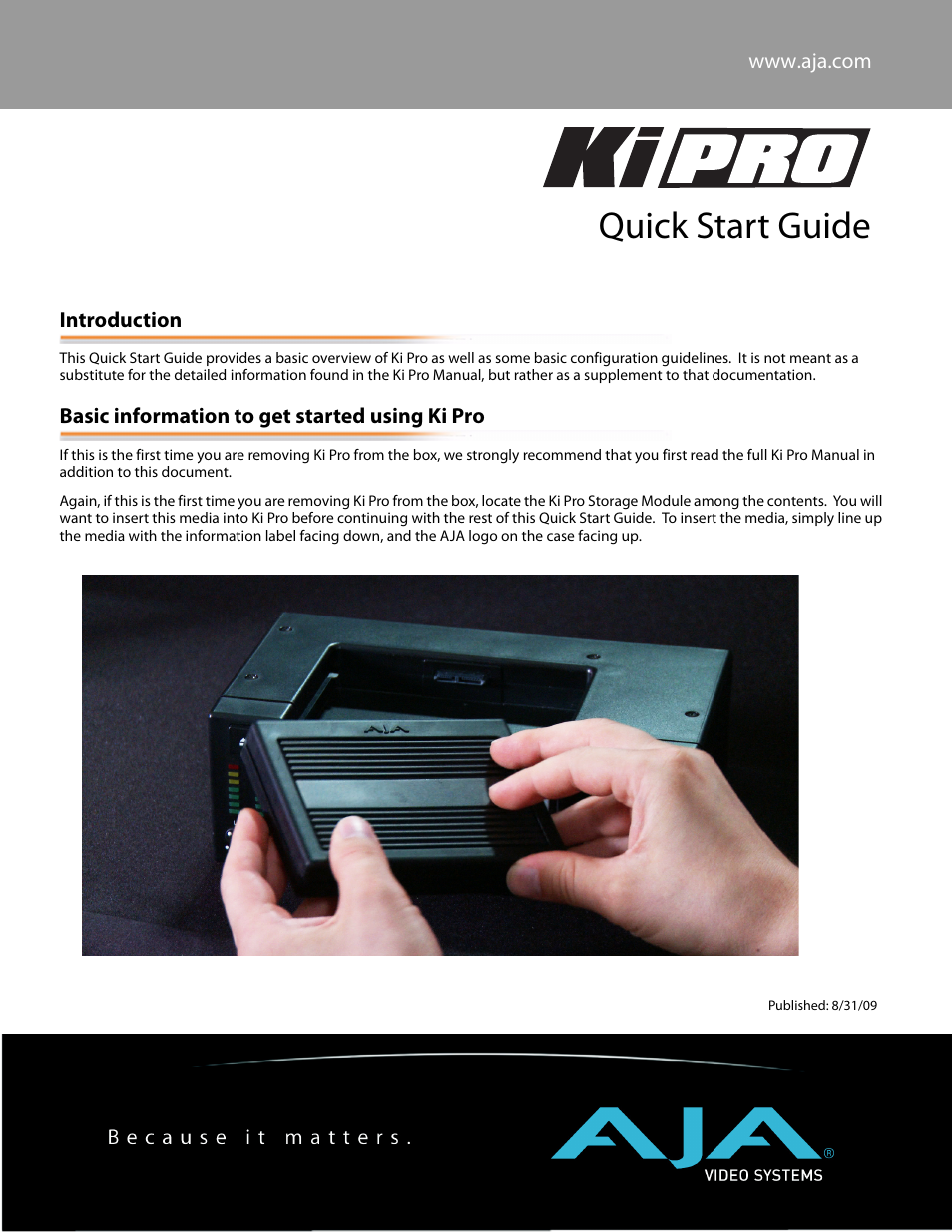 AJA Ki Pro User Manual | 16 pages
