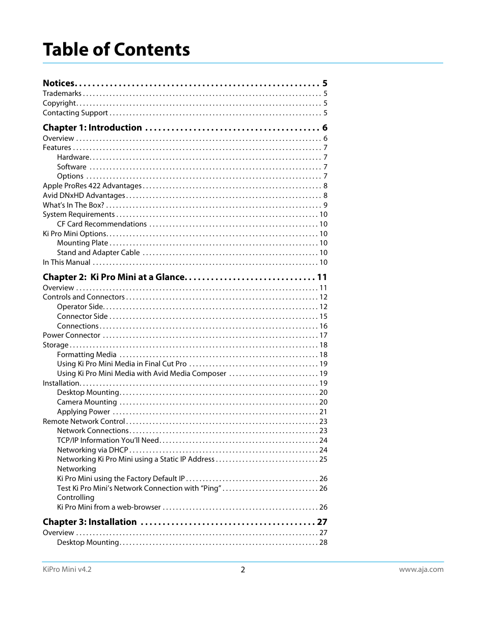 AJA Ki Pro Mini User Manual | Page 2 / 106